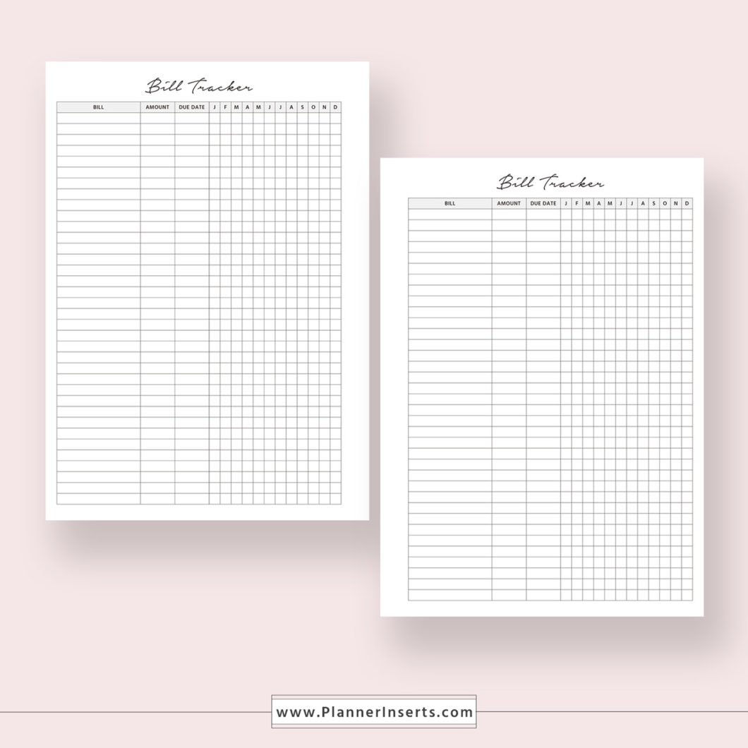Bill Tracker for Unlimited Instant Download – Digital Printable Planner ...