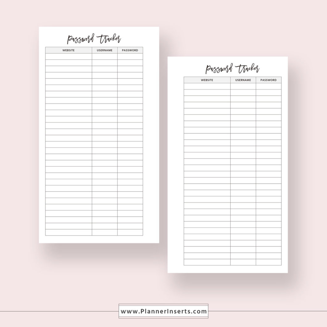 Password Tracker for Unlimited Instant Download – Digital Printable ...