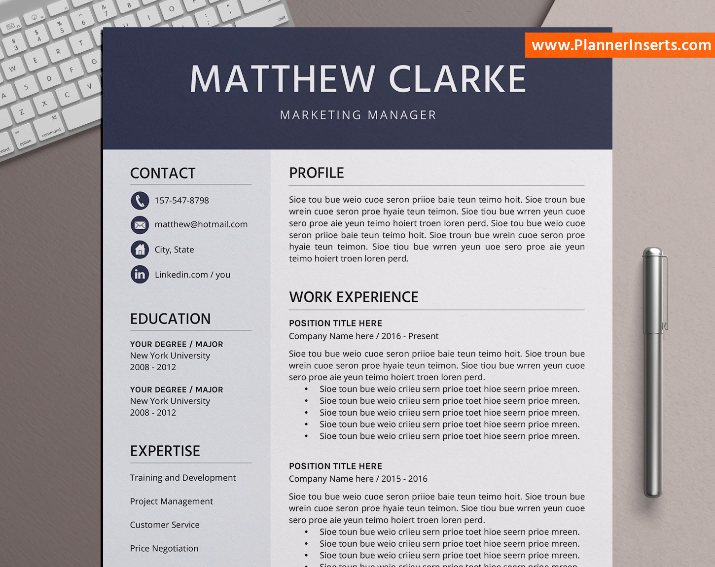 Entry-level CV Template for Word, Curriculum Vitae ...