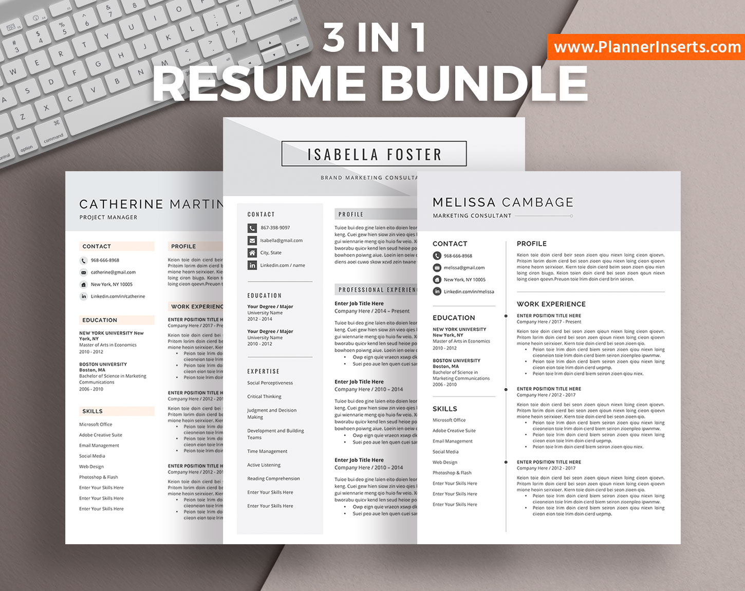 Professional and Modern Resume Bundle for College Graduates - Professional ...