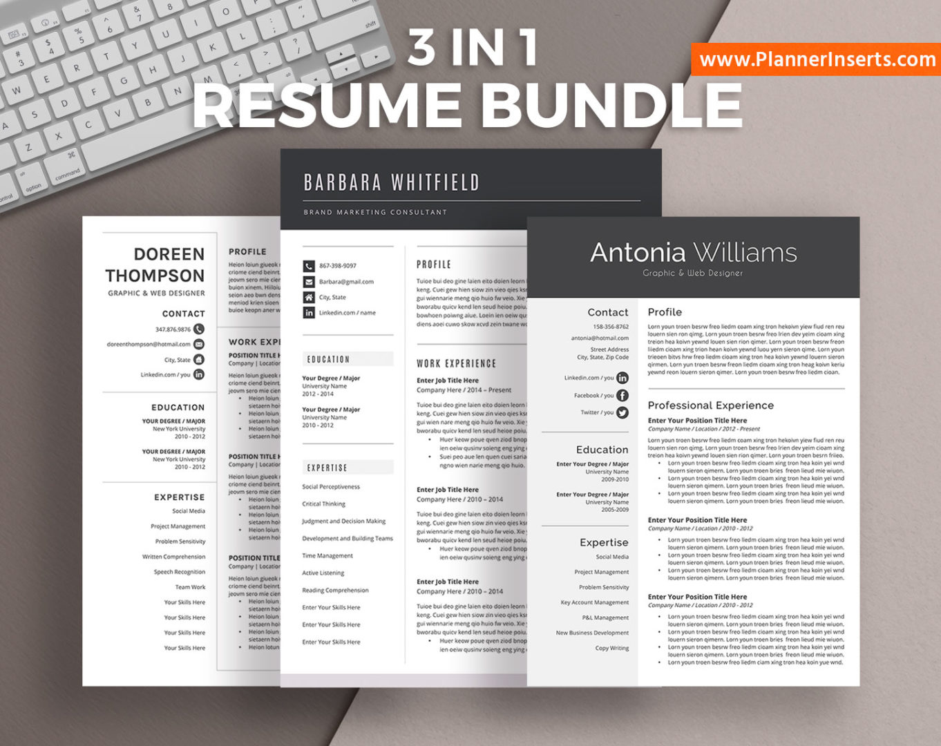 Professional CV Bundle, Simple CV Templates, Cover Letter, MS Word ...